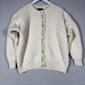 ALPS Cardigan Womens M Chunky Knit Fisherman Cottage Core Romantic Boho Granny
